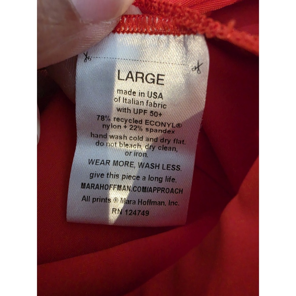 Mara Hoffman Audrey One Piece Swimsuit Vitality Red Deep VNeck Size L - Picture 9 of 11